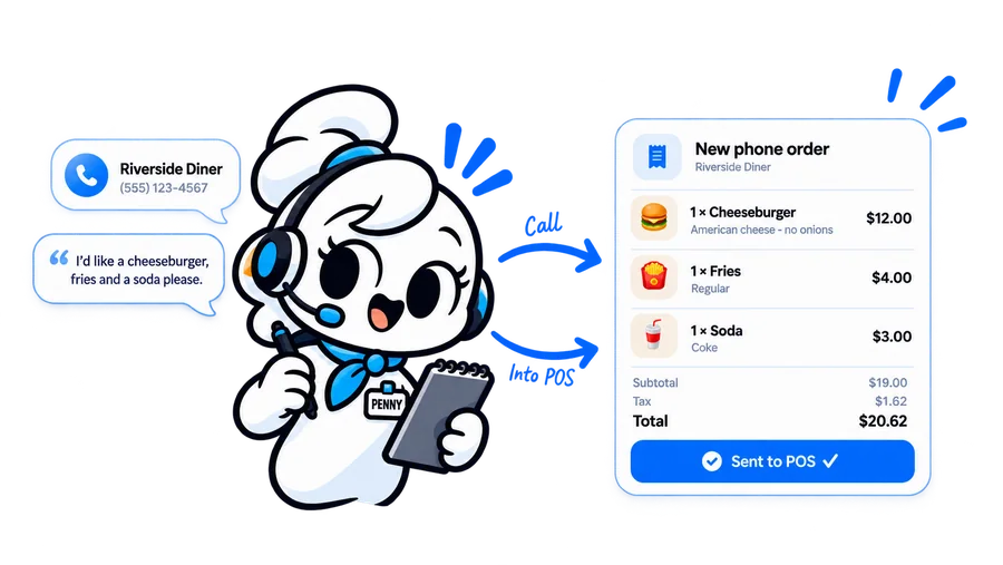 Penny turns a restaurant phone call into a completed POS order
